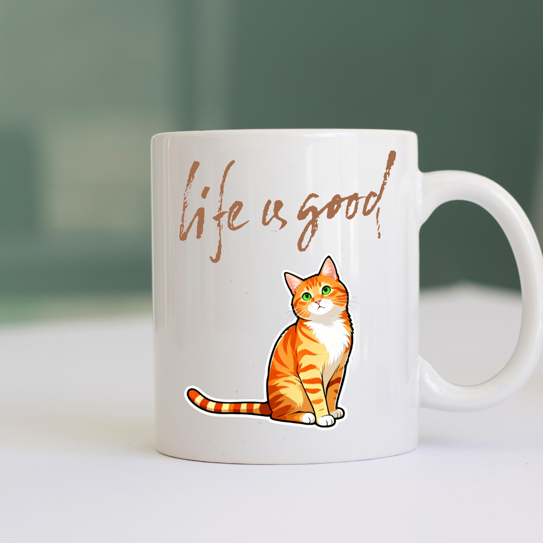 Inspirational Ceramic Mug , Life Is Good  (11oz, 15oz)( Personalize)
